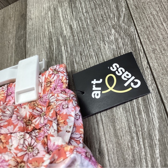 Art Class Floral Pull On Skirt Girls Size Large 10-12 Pink Elastic Waist - Picture 7 of 16